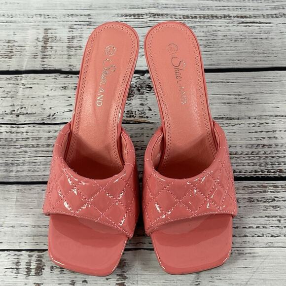 Shoe Land Heels Pumps Mules Shoes size 8.5 Quilted Pink Patent Wedding Church - Picture 4 of 16